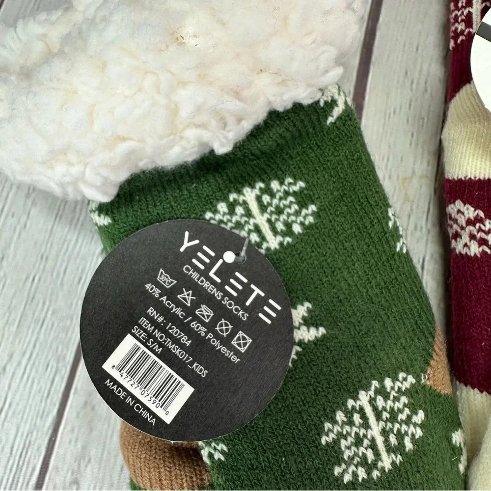 boutique YELETE NWT kids sherpa lined socks small/medium christmas holiday